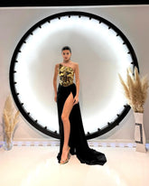 Strapless Two Piece Maxi Dress Gold Black