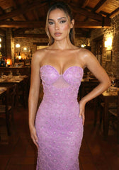 Strapless Embellished Maxi Dress Magenta