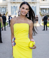 Strapless Floral Detail Maxi Dress Yellow