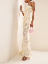 Strapless Floral Maxi Dress Ivory
