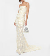 Strapless Floral Tail Maxi Dress Ivory