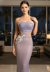 Strapless Floral Sparkly Maxi Dress Pink
