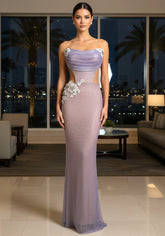 Strapless Floral Sparkly Maxi Dress Pink