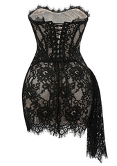 Strapless Lace Corset Dress Black
