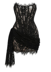 Strapless Lace Corset Dress Black