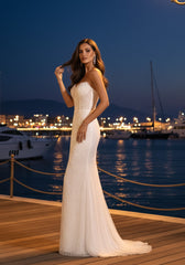 Strapless Pearl Sequin Maxi Dress White
