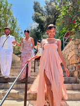 Strapless Ruffle Maxi Dress Nude Pink