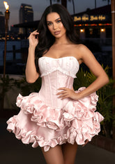 Strapless Ruffle Corset Dress Pink