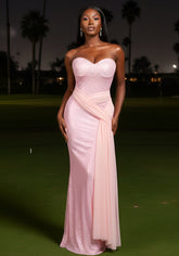 Strapless Sparkly Maxi Dress Pink