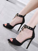 Gemstone Ankle Zip Cover Strap Peep Toe Stripper High Heels Sandals