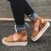 Style Wedges Ankle Straps Metal Buckles