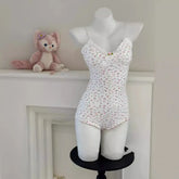 Summer Onesies Underwear Floral Print Bodysuit Lace Trim Sleeveless Slim Fit Jumpsuit Romper Nightwear Lingerie