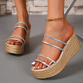 Transparent PVC Thick Platform Chunky Wedges High Heels Sandals