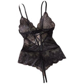 Ultra See Through Nightgown Black V-neck Bra Night Erotic Dress Woman Sheer Pajamas Crotchless Lingerie