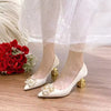 Elegant Square Pointed Toe Block Heel Chunky High Heels Pumps