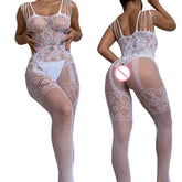 White Hollow Crotchless Lingerie