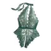 Halter Backless Deep V Floral Lace Night Dress Teddy Babydoll