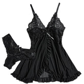 Nightdress Lace Chemise Bow Nightgown Sleepwear Mini Dress Plus Size Babydoll Lingerie Sleepdress Nighty