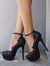 Wedding Heels Hollow Out Stiletto Heel Ankle Strap Pumps