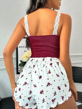 Sleepwear Summer Lace V-Neck Pajama Set Cami Top Printed Shorts Soft Pyjamas Nighties Loungewear