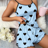 Sleepwear Summer Two-piece Pajamas Set Casual Leopard Printed Camisole Tops and Shorts Homewear Suit Loungewear