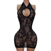 Butterfly Knot Rope-tyed Ultra-short Embossed Hollow out Club Nightwear Sleepwear Trendy Adult Costume