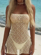 Lace Bikini & Floral Cover-Up With Thin Straps & High Slit �Summer Beach Essential,Elegant And Modest,Suitable
