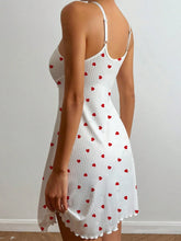 Nightdress Night Gown Heart Printed Halter Neck Pajamas Mini Dress Casual Sleepshirts Nightdress Sleepwear