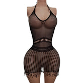 Tassel Trim Off-Shoulder Net Dress Black Backless Elastic Com
