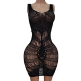 lingerie sparkling diamond dress mesh hollowed out see through wrap skirt underwear intimate