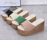 fashion sandals car line non-slip holiday beach seaside slope heel comfortable sandals