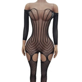 one piece lingerie black hollow teddy Elastic tight fitting intimate sleepwear bodystockings costumes