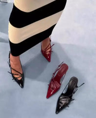Casual Platform Knotted Lace Up Chunky High Heel
