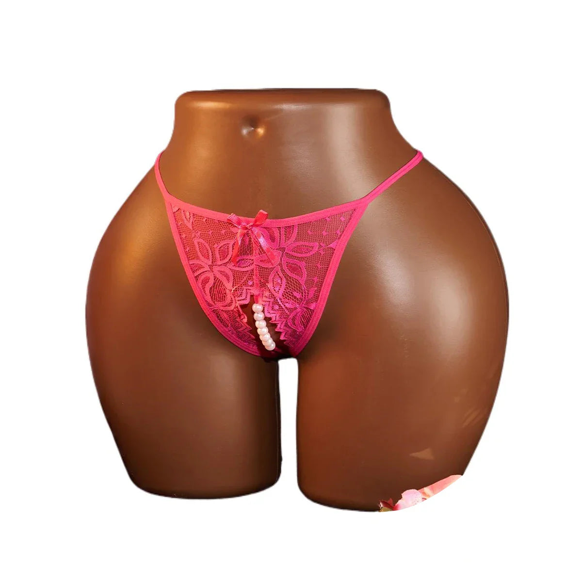 1Pcs Lace Beading Panties Ladies Erotict Crotchless Thongs G-string Lingerie Underwear Crotch-Pearls Ornament Briefs