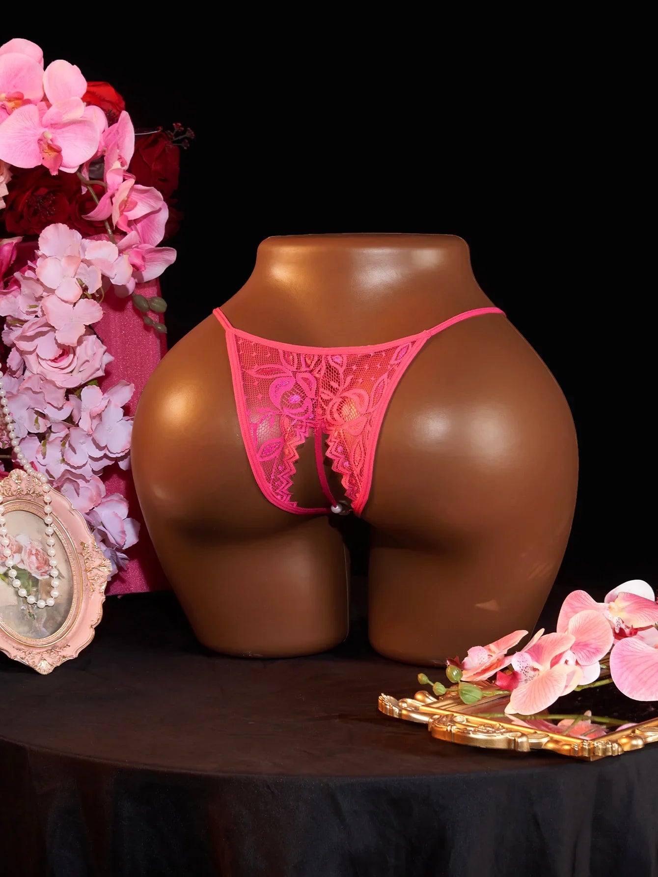 1Pcs Lace Beading Panties Ladies Erotict Crotchless Thongs G-string Lingerie Underwear Crotch-Pearls Ornament Briefs