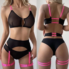 Sensual Lingerie Woman Lace Transparent Underwear Fairy Embroidery Brief Sets Delicate Bra Kit Push Up