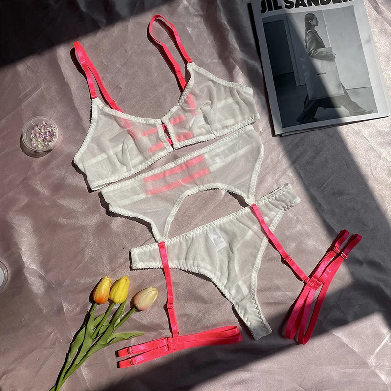 Sensual Lingerie Woman Lace Transparent Underwear Fairy Embroidery Brief Sets Delicate Bra Kit Push Up