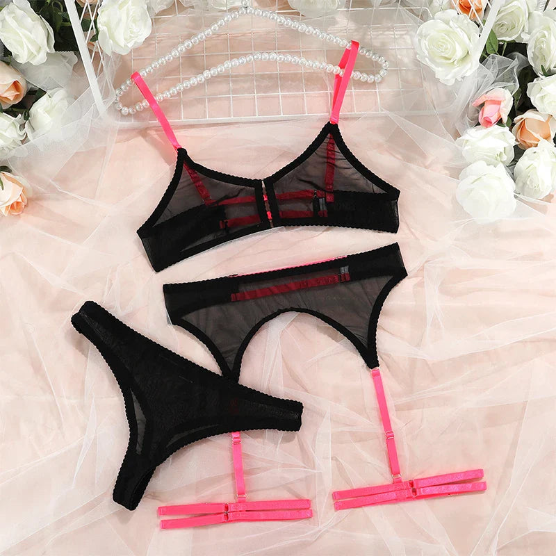 Sensual Lingerie Woman Lace Transparent Underwear Fairy Embroidery Brief Sets Delicate Bra Kit Push Up