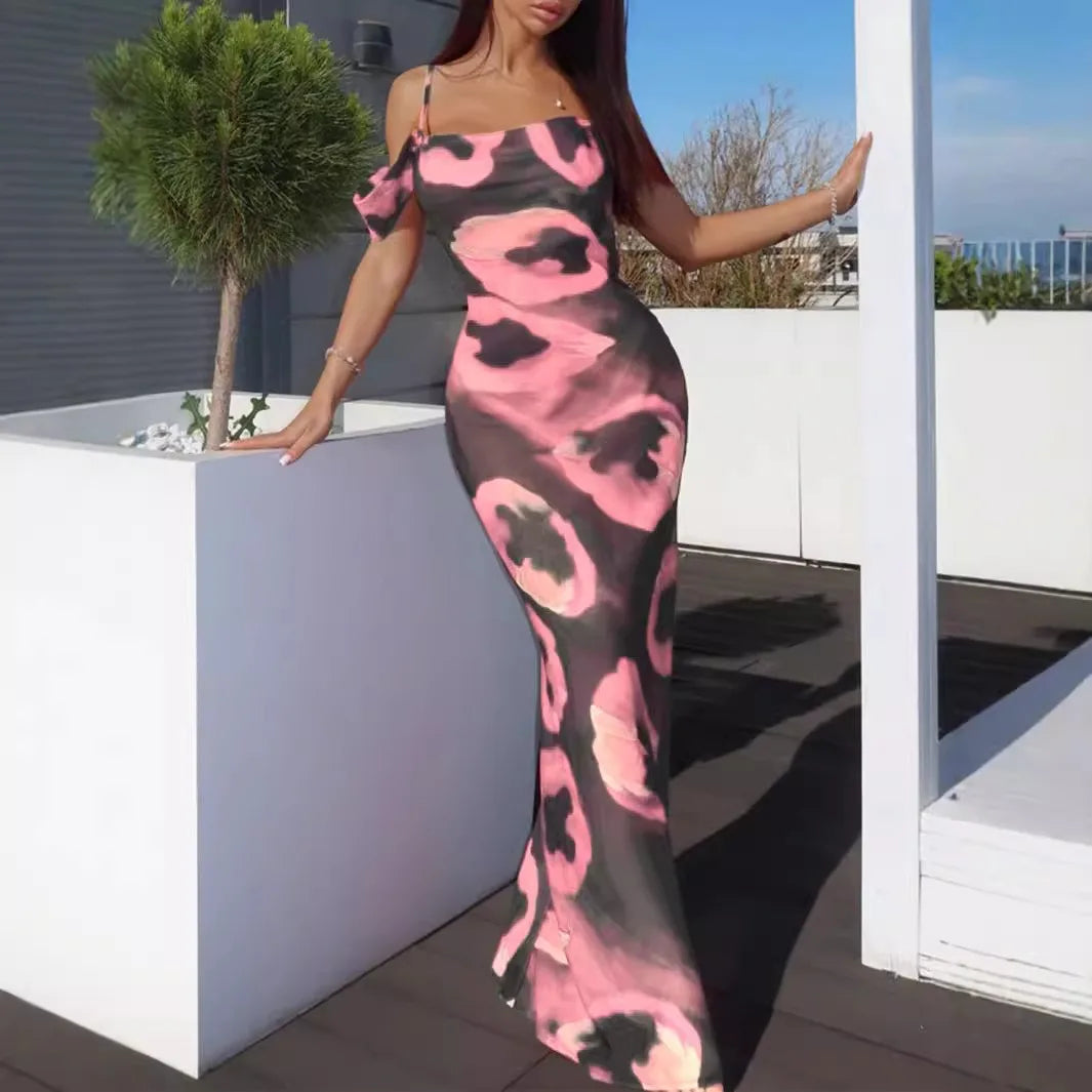 popular American printed suspender dress