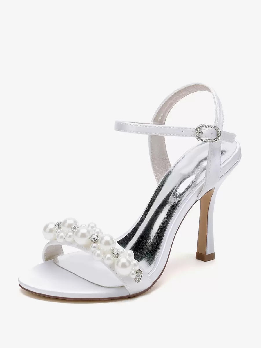 Satin Chic Fashion Open Toe Rhinestones Bridal Sandals