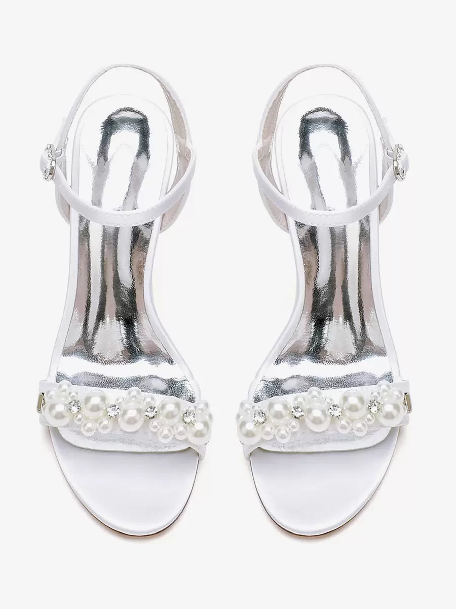 Satin Chic Fashion Open Toe Rhinestones Bridal Sandals