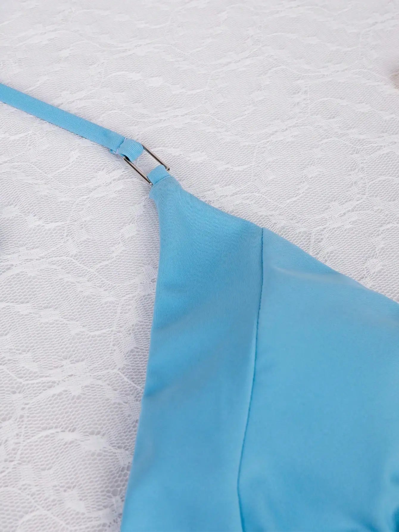 Blue Triangle Bikini Set - High Cut Thong Bottoms and Adjustable Straps - Perfect