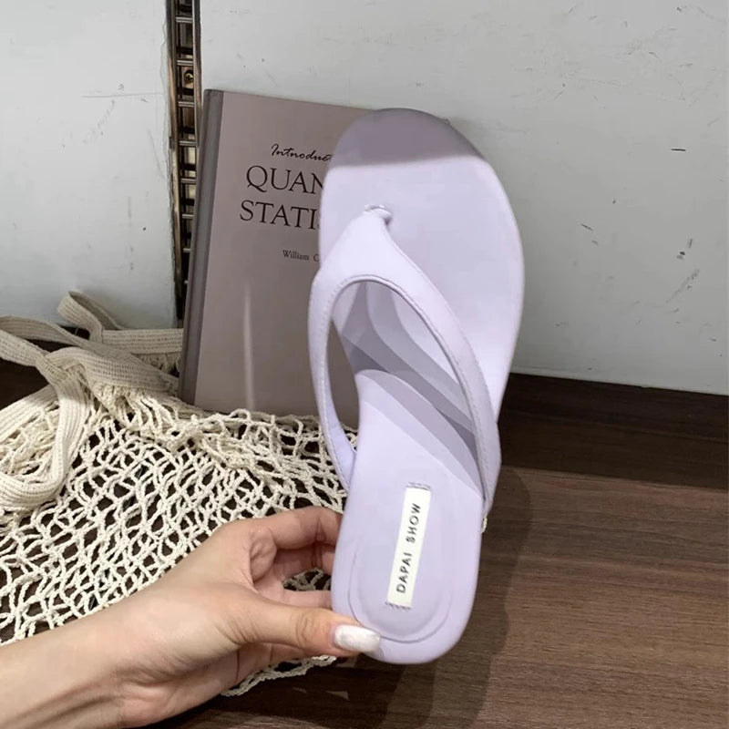 Casual Slides Narrow Band Outdoor Wedge Heel Flip Flops Slipper