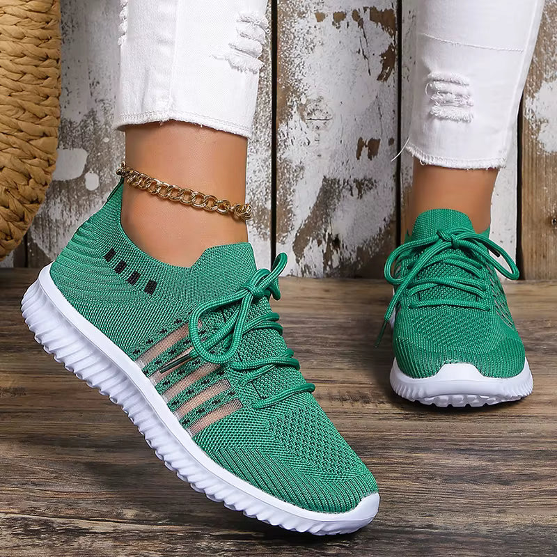 Casual Non Slip Knitted Soft Sole Round Toe Slip On Flats Sneakers