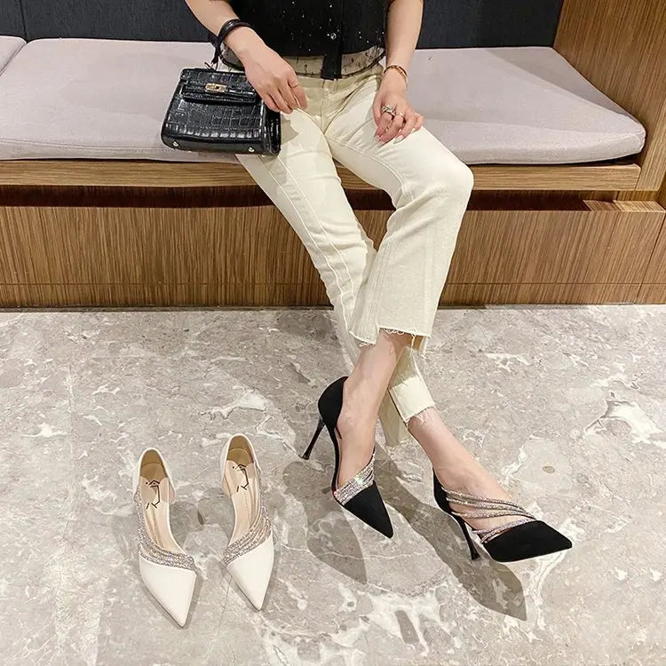 Elegant Shallow Pointed Toe Strappy Evening Party Slip-On High Heels