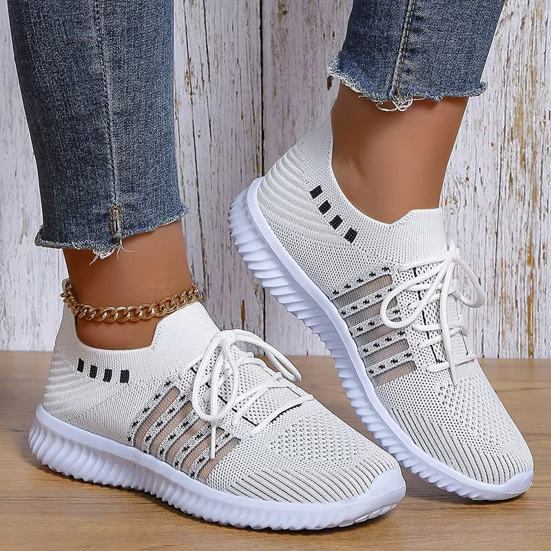 Casual Non Slip Knitted Soft Sole Round Toe Slip On Flats Sneakers