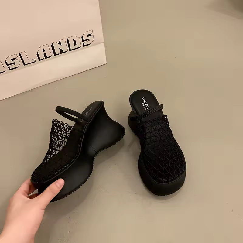 Concise Hollow Out Platform Wedges Heel Sandal Outdoor