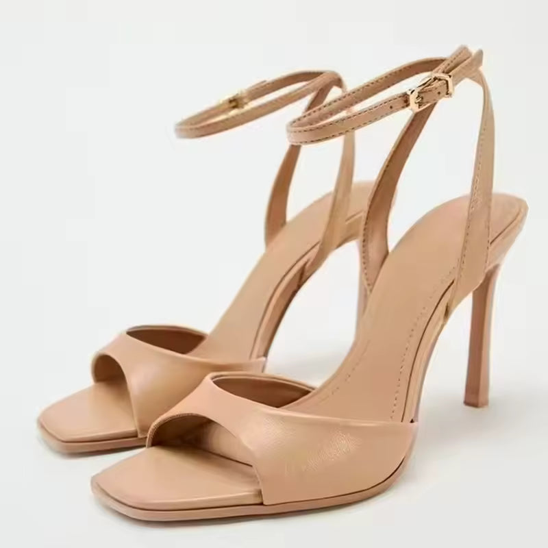 Elegant Peep Toe Patent Leather Ankle Strap Buckle Strap High Heel Sandals
