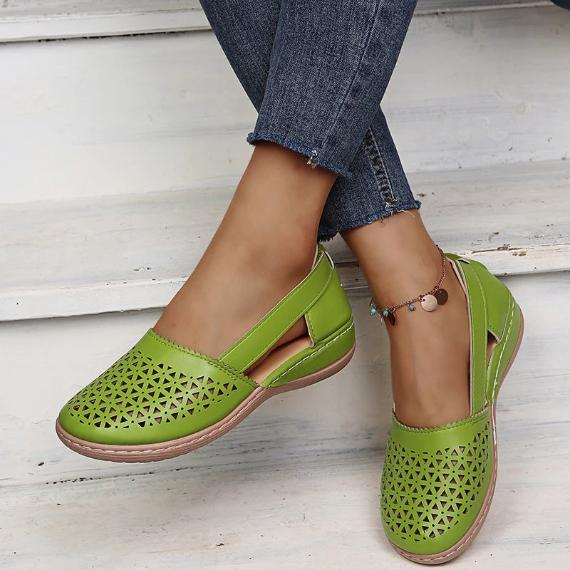 Comfortable Retro Button Comfy Flat Round Toe Sandals