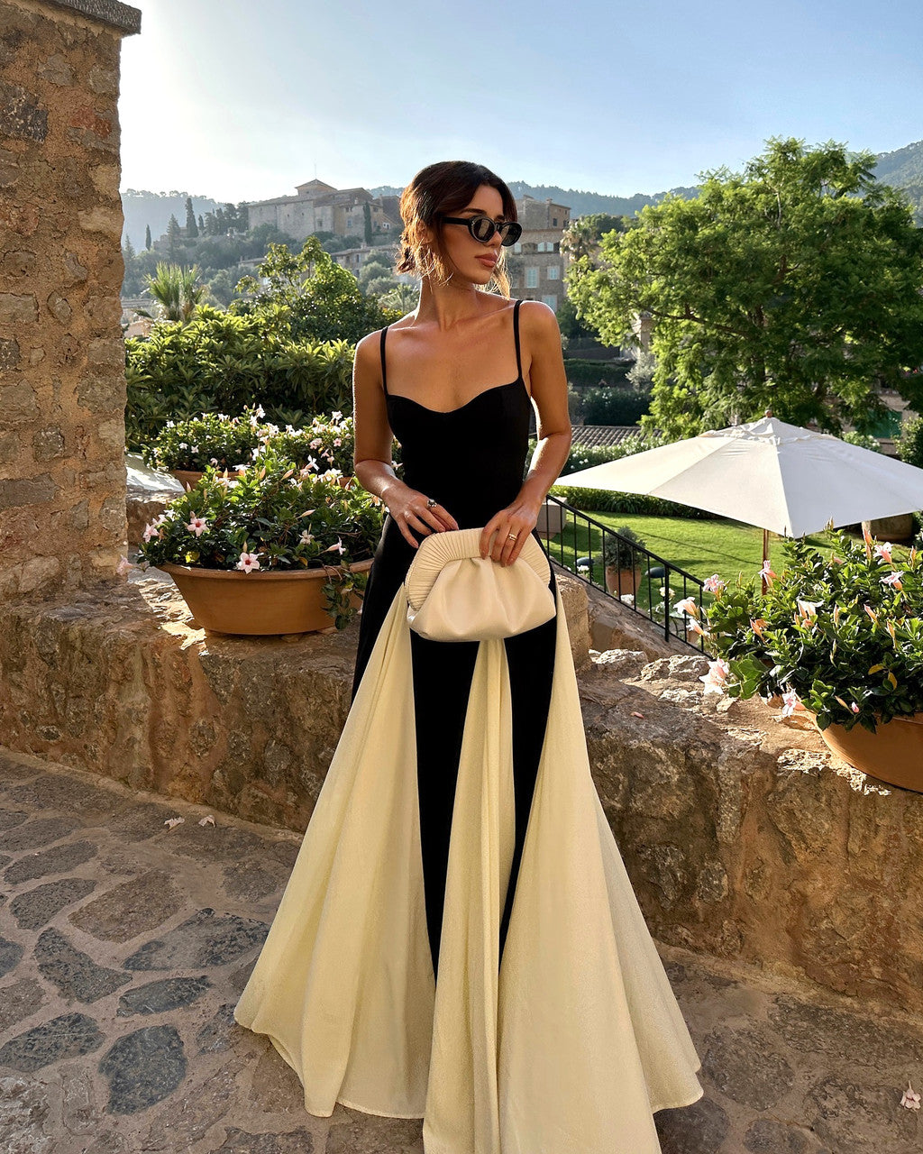 Skater Maxi Dress Black White